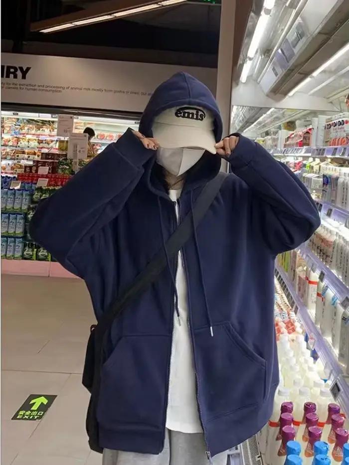 Dámska mikina s kapucňou na zips s dlhými rukávmi