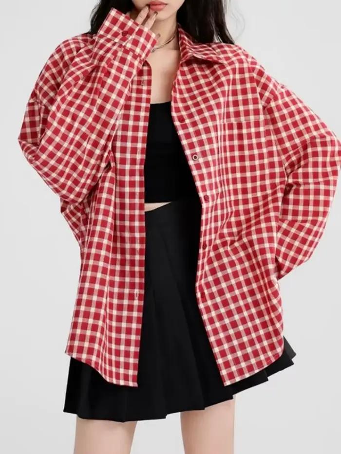 Chemise patchwork Y2K féminine junior en coton polyester pour style streetwear occasions décontractées