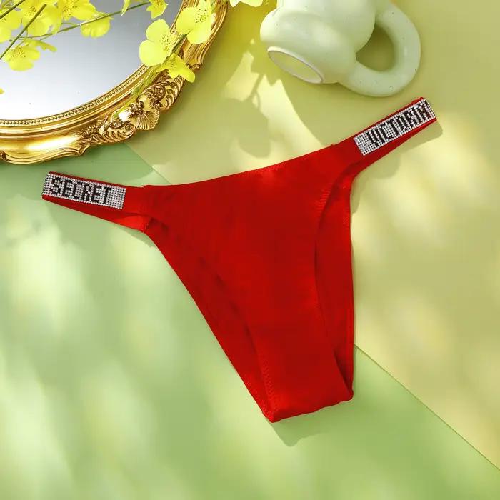 Klasické pruhované Victoria's Secret V-Chain tangá z čipky
