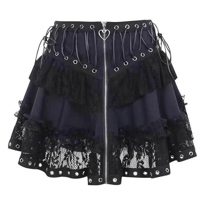 Gotická korčuliarka Punk Vintage vysoký pás sukňa ženy zips vpredu Štýl japonský Kawaii čierny Harajuku Cosplay