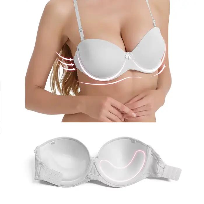 Vgplay soutien-gorge blanc sans bretelles Push Up Lingerie antidérapante bande transparente sangle soutien-gorge femme grande taille pour gros seins 32-44 C D E F
