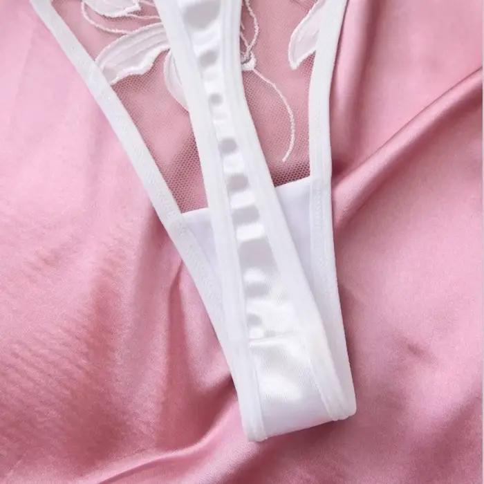 Ensemble soutien-gorge et culotte en polyester et élasthanne avec broderie pour femmes, taille push-up, bretelles ajustables, fermeture dos, occasions spéciales