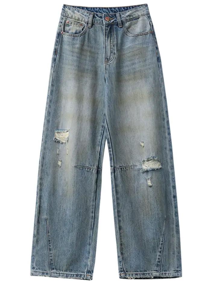 CHIC VEN retro dámske džínsy voľné ležérne nové vysoký pás široké nohavice Denim