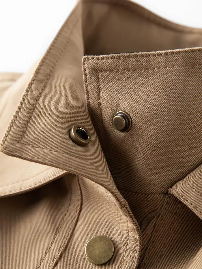 FSLE 2025 nová jeseň dámske Vintage Baren štýl pracovná bunda oversized golier kabát retro voľný strih