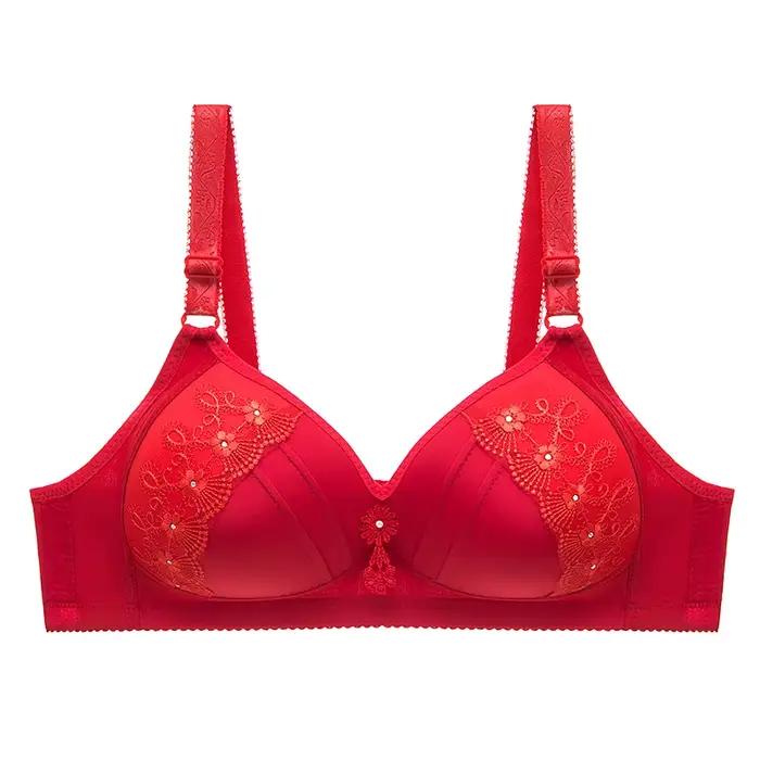 Soutien-gorge de Style gilet transfrontalier pour femmes d'âge moyen et âgées, sous-vêtements froncés confortables sans fil en Poly dentelle