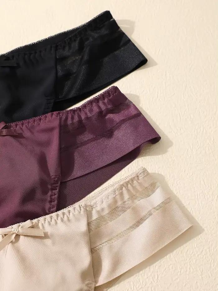 FINETOO 3 pièces femmes dentelle évider sous-vêtements Sexy respirant taille basse tongs femme confort extensible Lingerie Bikini culotte