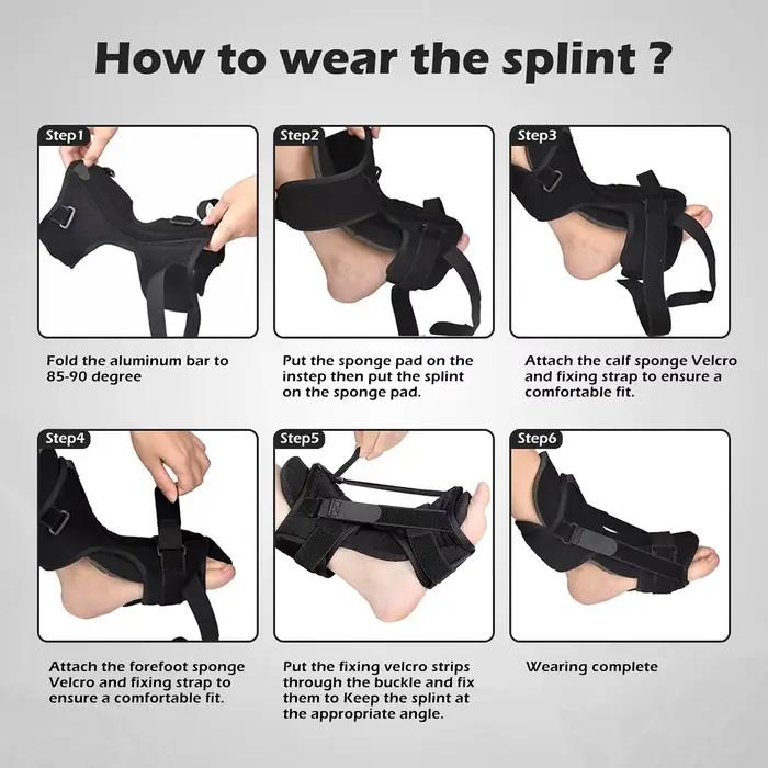 Attelle de nuit pour fasciite plantaire, attelle orthopédique réglable pour les pieds, attelle de nuit respirante avec boule de Massage pour soulager les douleurs