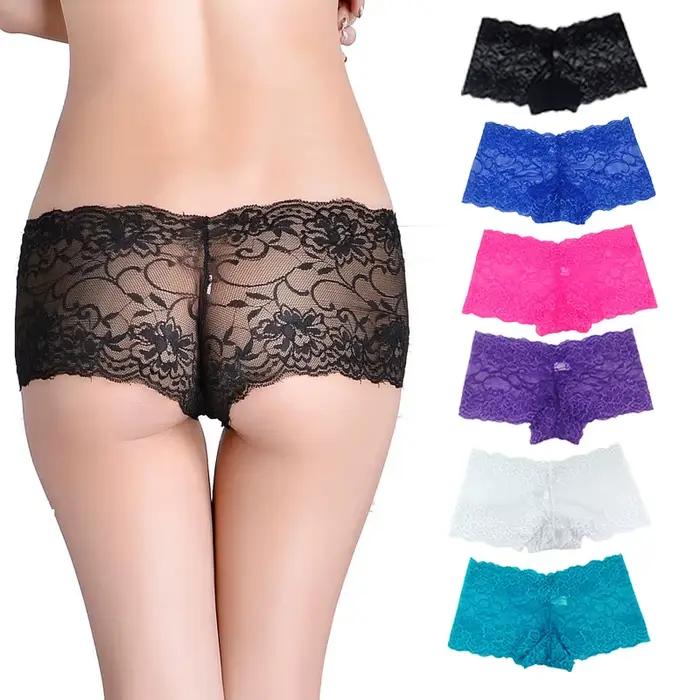 Culottes fines en dentelle pour femmes, sous-vêtements d'été bon marché, shorts transparents confortables, boxers pour femmes, vêtements intimes féminins