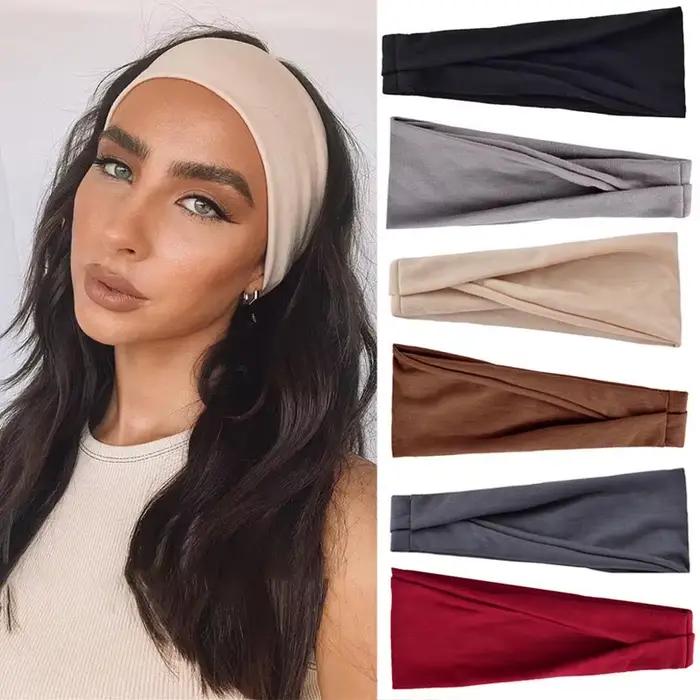 Dámska čelenka Turban jednofarebná elastická páska na vlasy Joga