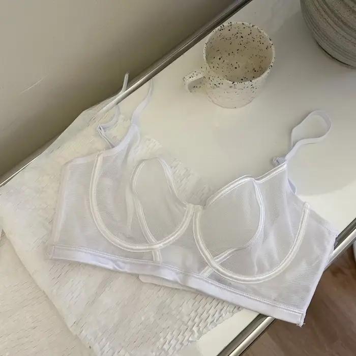 Soutien-gorge transparent en dentelle brodée pour femme, ultra fin, sous-vêtement sans bretelles, invisible, sexy, patch de poitrine, cadeau