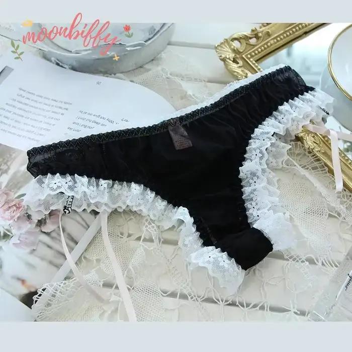 Culotte Japonaise Kawaii en Dentelle pour Fille, Sous-Vêtement Confortable en Coton, Lingerie Sexy Lolita
