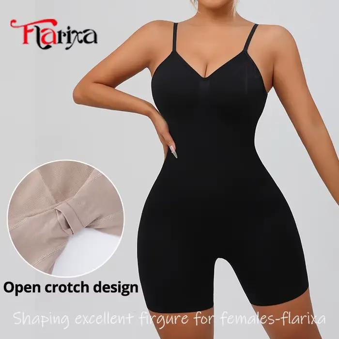 Flarixa Body gainant pour femme, effet ventre plat, dos nu, rehausseur de fesses, amincissant, corset