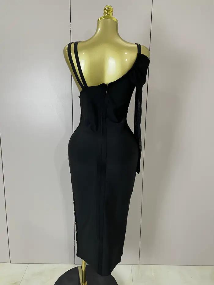 Robe chic et élégante en polyester et élasthanne pour femmes, style sexy et club, pour soirées et événements nocturnes