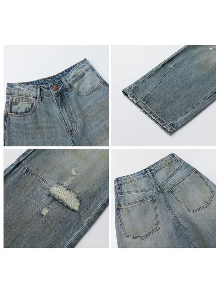 CHIC VEN retro dámske džínsy voľné ležérne nové vysoký pás široké nohavice Denim