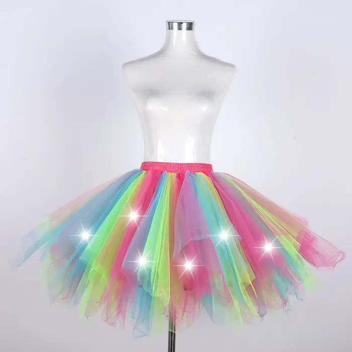 Jupes féeriques élastiques à LED scintillantes pour femmes et filles, jupe Tutu de danse de Ballet lumineuse pour fête, Costume de carnaval, mariage, Festival de noël