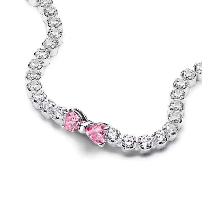 2025 Valentínsky nový 925 strieborný ružový oblúk plný diamant Náramok Originál 17-20CM nastaviteľné DIY prívesok pre ženy