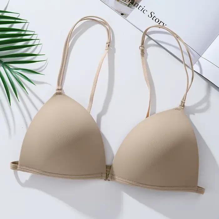  Soutien-gorge Sexy français avec fermeture frontale, petit buste, bonnet Triangle, beau dos, bretelles sans couture, soutien-gorge confortable sans fil, été, S-XL 