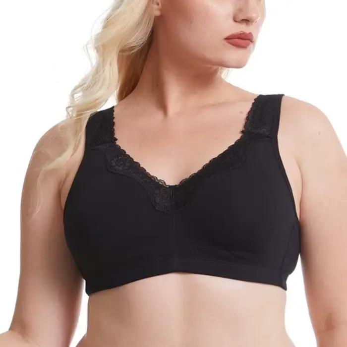 Soutiens-gorge sans fil à couvrance totale, 95% coton, bonnets larges, confortables, bretelles larges, pour le sommeil, sous-vêtements, soutien-gorge T-shirt, tailles 80-105 B C D E F G