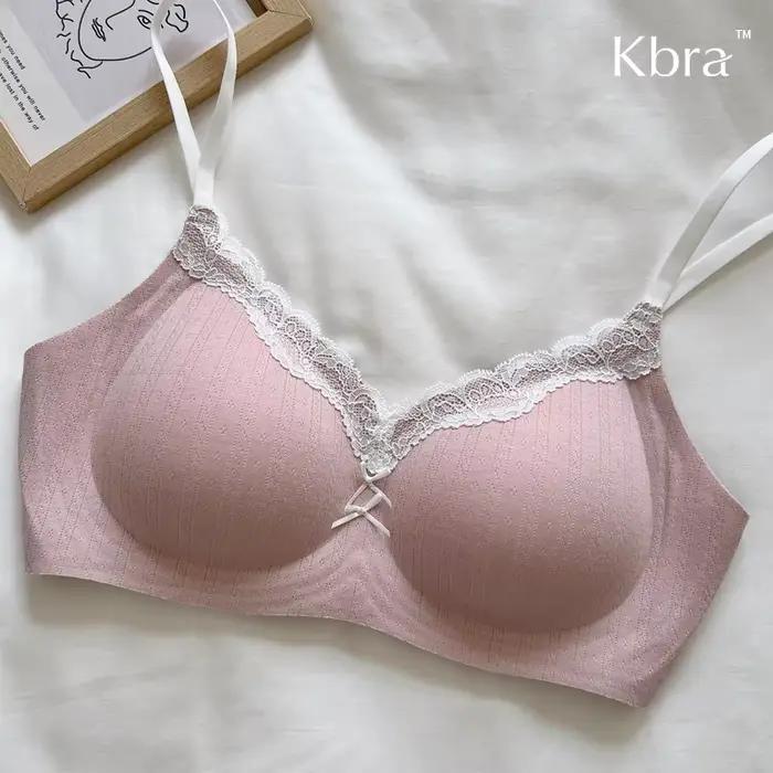 Lingerie en dentelle à imprimé floral contrasté pour femmes, petite poitrine, soutien-gorge sans couture et à armatures