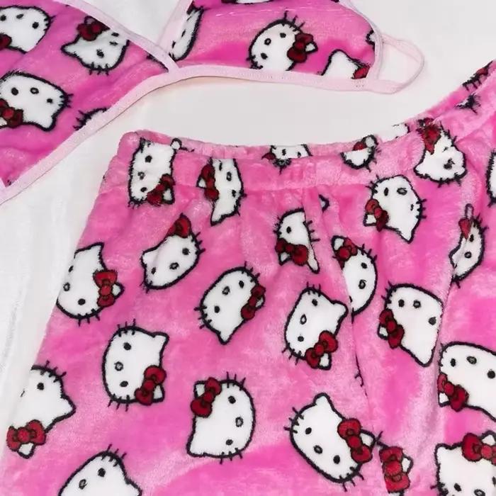 Hello Kitty dámske pyžamo dvojdielne Sanrio Anime Kawaii ženy domáce spodné prádlo roztomilé letné plavky podprsenka šortky dievča Bikiny