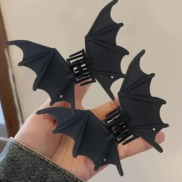 Gothická netopieria spona do vlasov Halloween matná čierna gotická punková s potlačou zvieracej špendlíky do