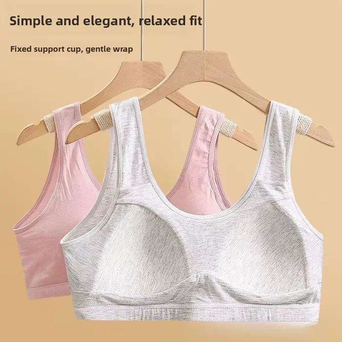 Soutien-gorge en coton à bonnets fixes pour femmes grandes tailles, respirant, confortable, avec maintien doux, en fibre de bambou, à bonnets couvrants