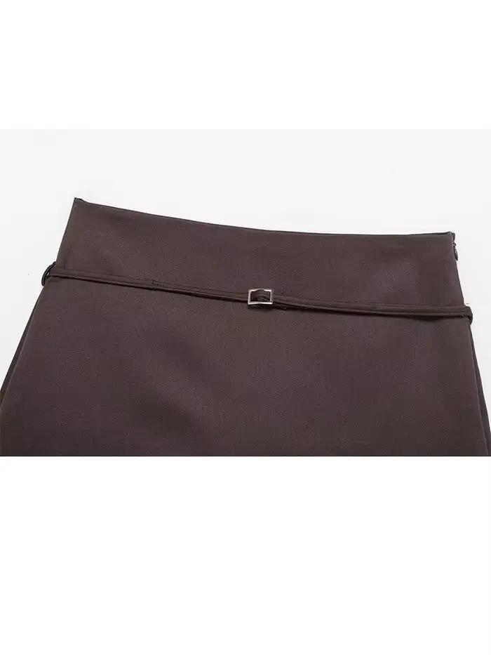 Culottes courtes pour femme, mode printemps, polyvalentes, simples, solides, avec ceinture décorative, confortables, poches, fermeture éclair latérale