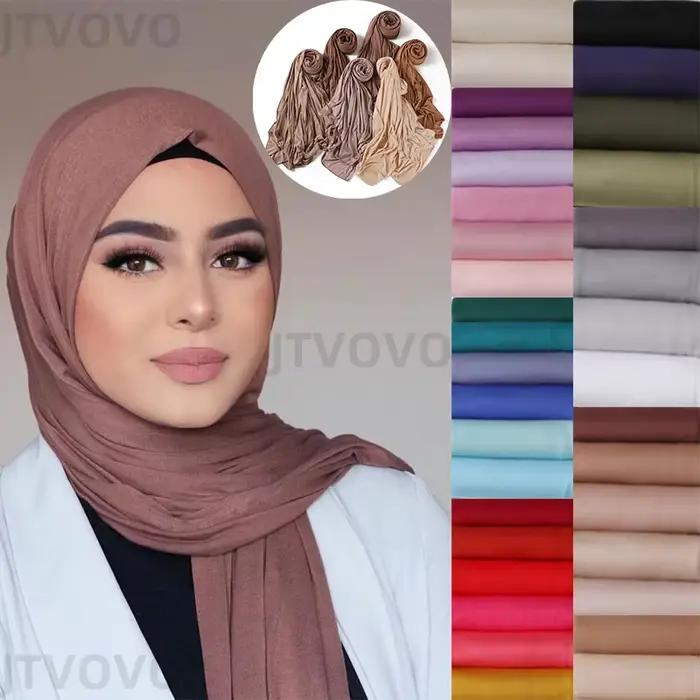 80*180 cm Modal rayonová bavlna muslimský Jersey Hidžáb pre ženy jednofarebný šál Ramadán Dlhý šál hladký mäkký Turban