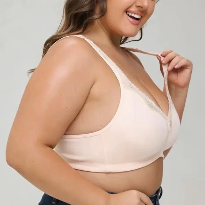 Soutiens-gorge sans fil à couvrance totale, 95% coton, bonnets larges, confortables, bretelles larges, pour le sommeil, sous-vêtements, soutien-gorge T-shirt, tailles 80-105 B C D E F G