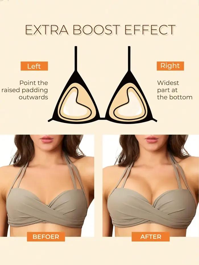 2/1 paires d'inserts de soutien-gorge adhésifs double face, inserts de soutien-gorge adhésifs effet neige, soutien-gorge push-up adhésif, coussinets auto-adhésifs pour un effet liftant ultra instantan