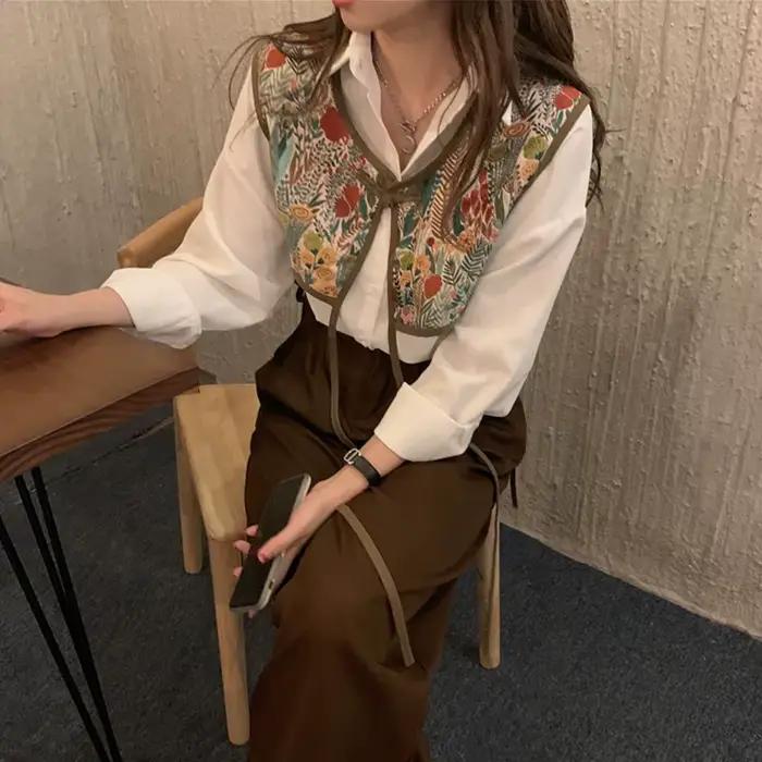 Dámske krátke vesty Vintage Chic kórejský štýl menšinový streetwear ležérny bez rukávov voľný odev osobnosť