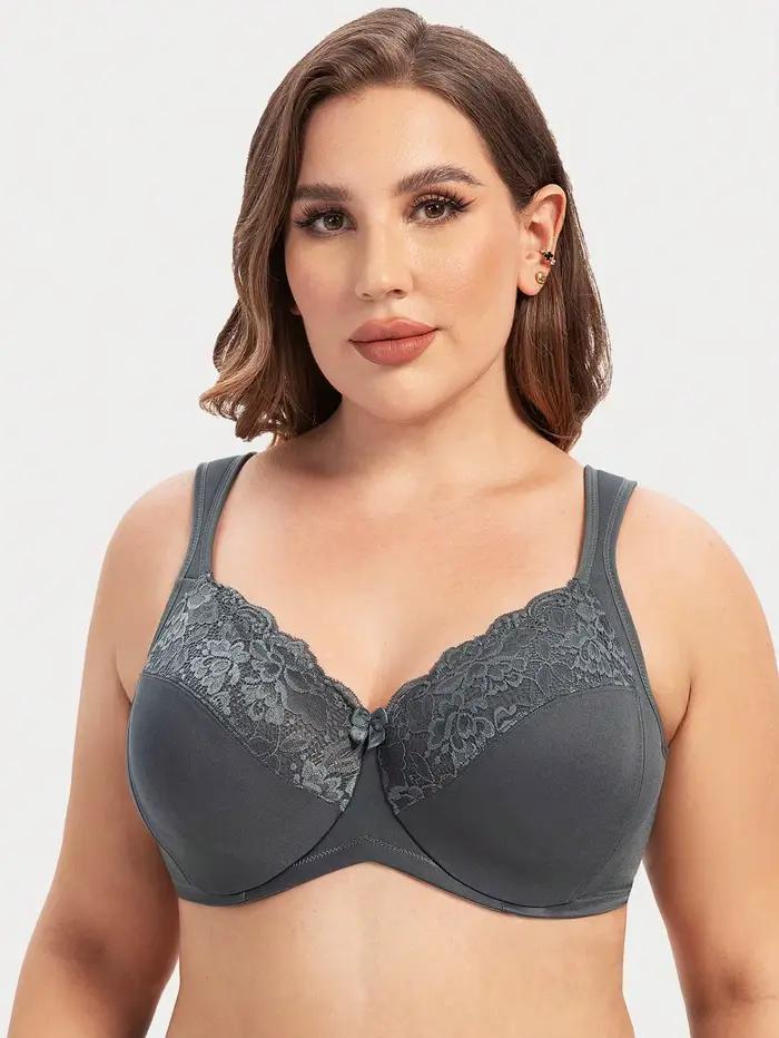 MELENECA Soutien-gorge à armatures à couverture complète pour femme, minimiseur, grande taille, dentelle, sangle coussin confortable