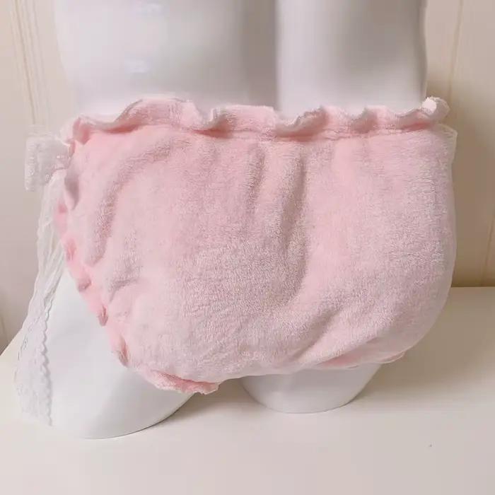 Femmes Sexy rose flanelle dentelle slips nœud papillon gonflé toucher chaud épais doux Lolita culotte spectacle en direct danse culotte fête privée