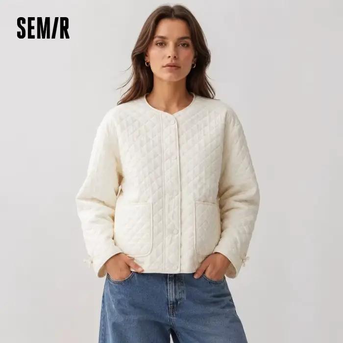 Semir dámske prešívané kabáty s diamantovou textúrou