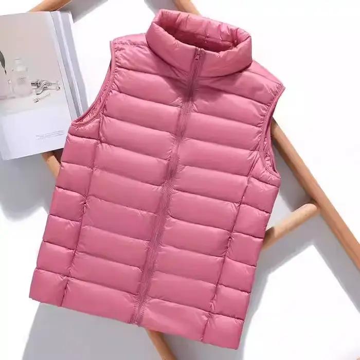 Veste sans manches en polyester drap fin avec duvet de canard blanc pour femmes occasions automne hiver élégance et chaleur