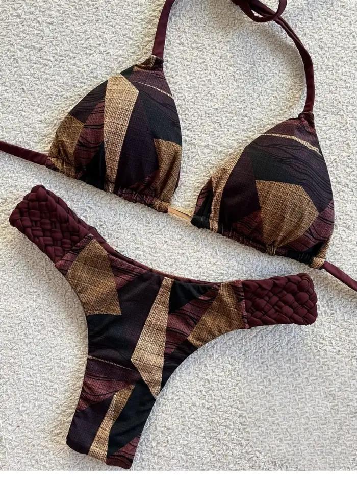 RUOTONSEPT potlačený bikini s viazaním na krk
