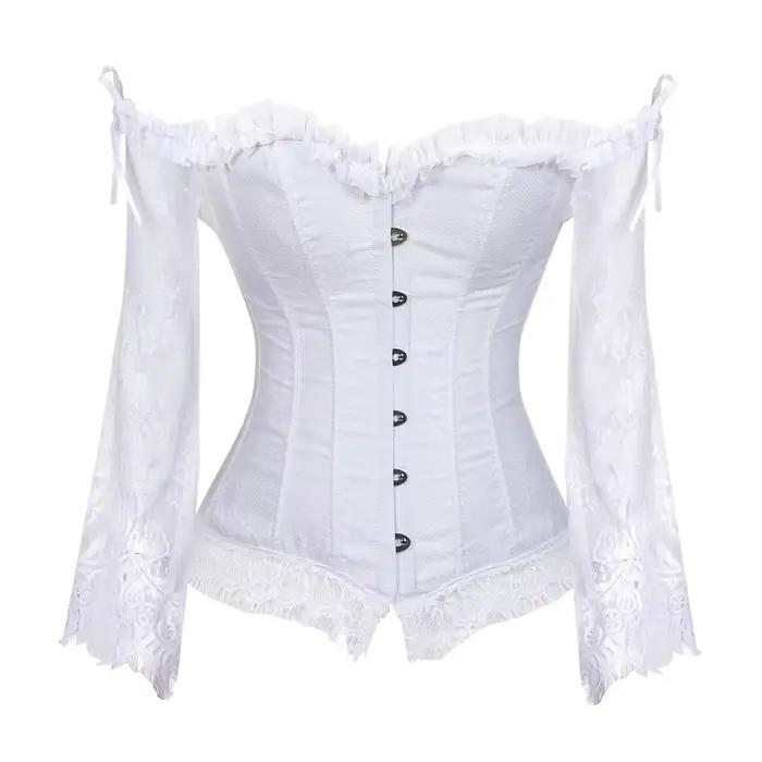 Manches longues élégant gothique Corsets Sexy épaules nues à lacets surbuste Corselet femmes corps taille formateur Cincher Shapers Bustiers