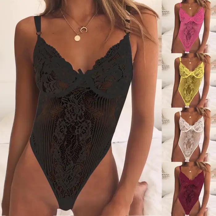 Body en dentelle transparente pour femmes, Streetwear, Sexy, amincissant, assorti avec tout, combinaison décontractée, une pièce, collants Sexy pour femmes