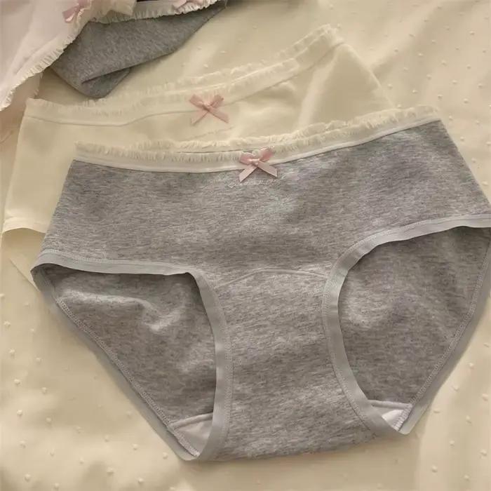 Culottes en coton taille moyenne avec nœud, motif lettre, confortables, pour femmes, style simple et fleuri, cadeaux