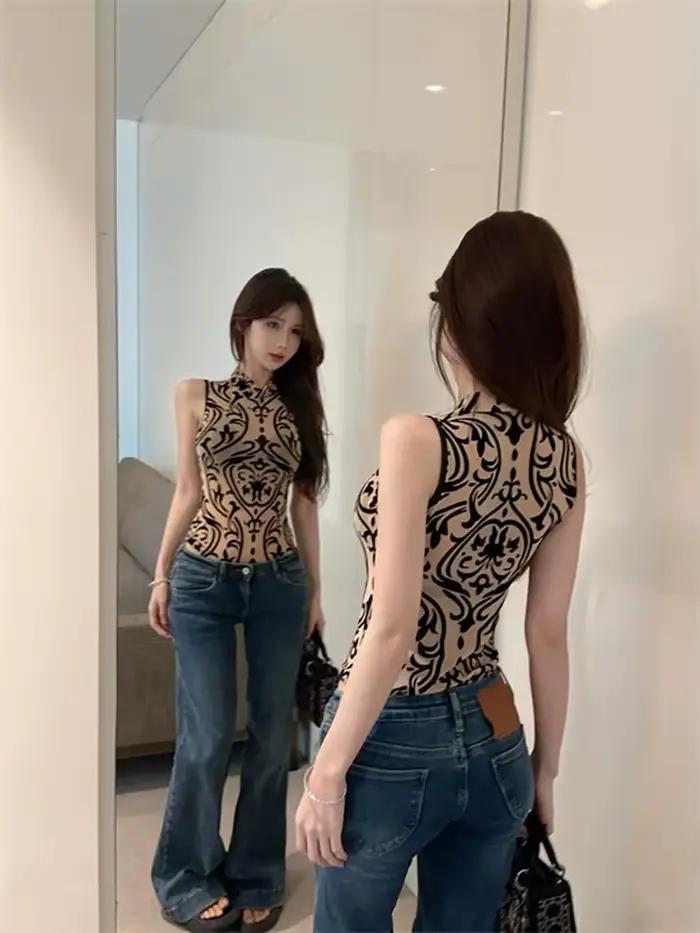 Body en polyester bleu décontracté pour femmes, style américain, pour le printemps, été et automne, occassions spéciales et quotidienne