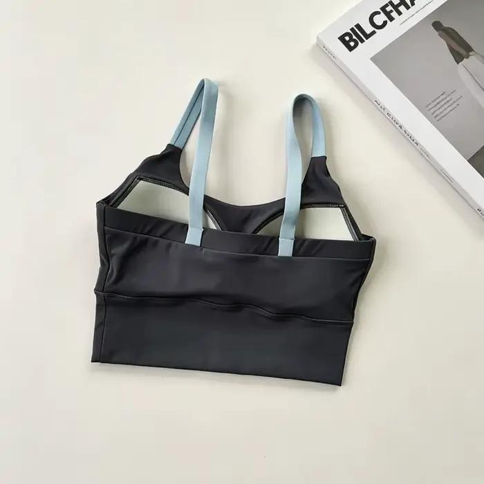 Soutien-gorge de yoga Naked Feel avec coussinets intégrés, séchage rapide, antichoc, débardeur de sport contrasté pour femme