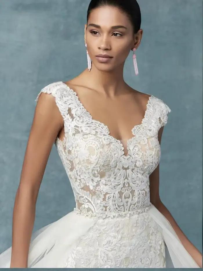 Combinaison dos nu avec poignées pour femmes, robes de mariée, train amovible, pantalon de mariée, dentelle trempée, appliques en fibre, tenues de mariée, 2023