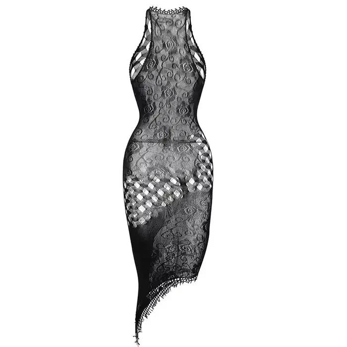 1 pièce Body de plage sexy pour femme, résille transparente, ajouré, à col licou, sans sous-vêtements, style maillot de bain