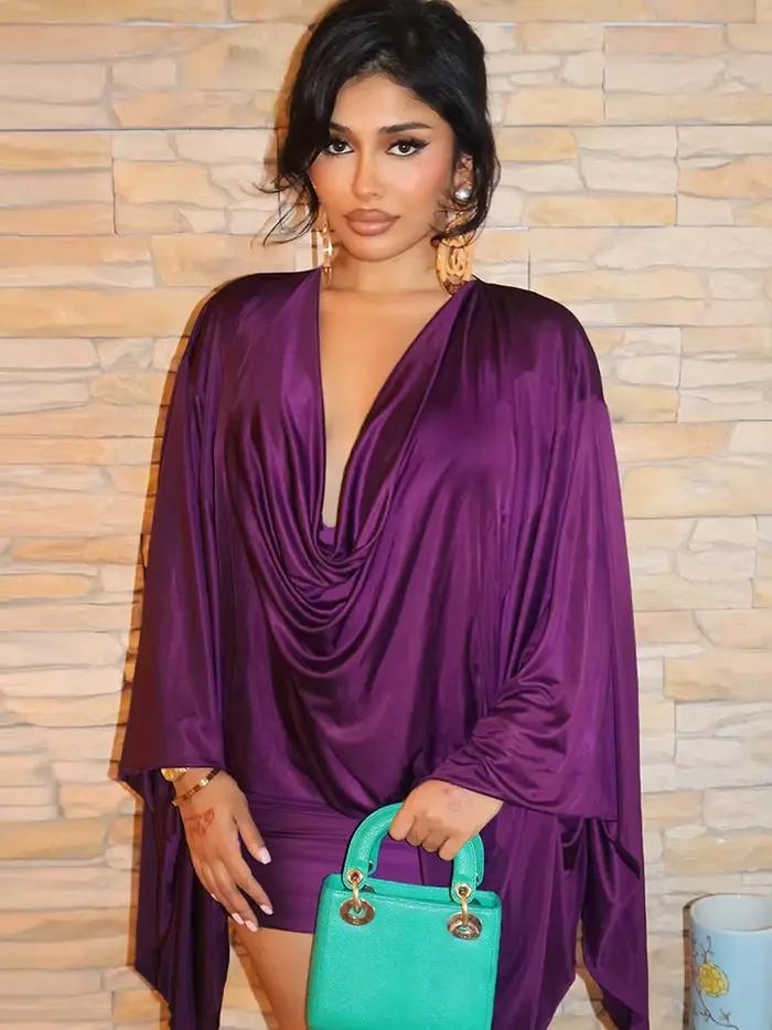 Robe Satinée Classique WEIRD PUSS pour Femmes Style Sexy Asymétrique Occasions Spéciales Soirées Nuit