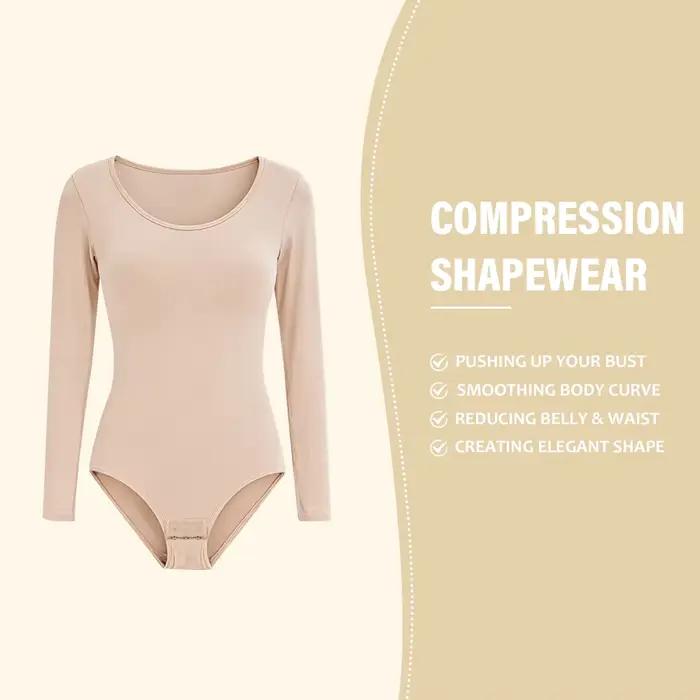 Body sculptant amincissant à manches longues pour femme, col rond, sans couture, nouvelle mode, noir, lot de 1