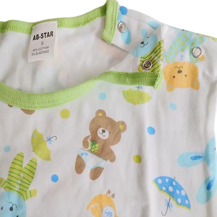 T-shirt mignon pour hommes et femmes, avec boutons-pression sur une épaule, pyjama de maison en pur coton, dessin animé kawaii ABDL