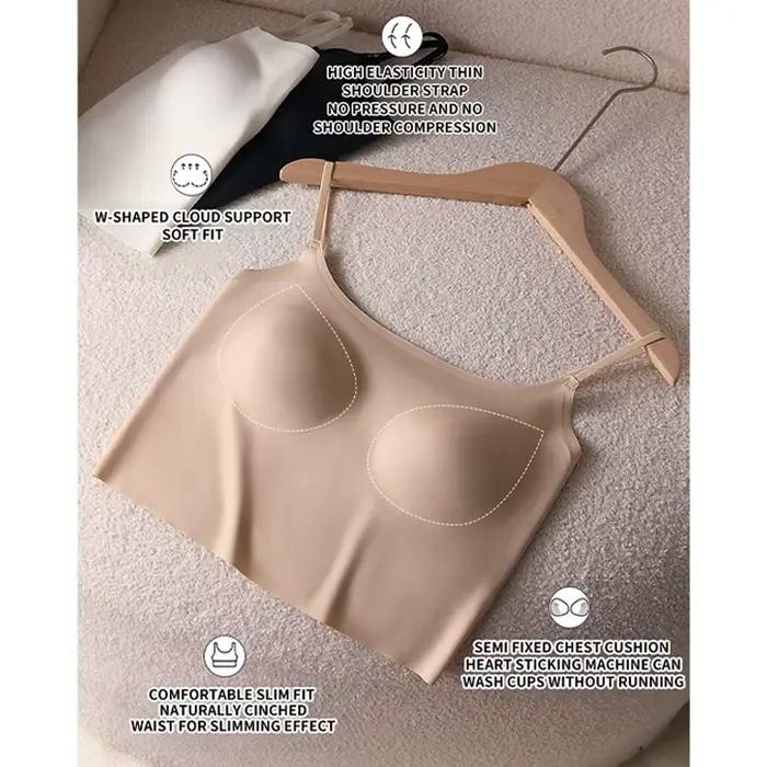 Soutien-gorge sans couture nude dos nu pour femme, avec bonnets rembourrés, coupe ajustée, fines bretelles, lingerie push-up de haute qualité, lingerie intime