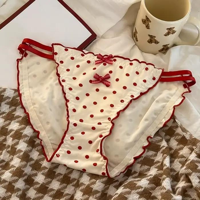 Culottes en modal à pois avec nœud mignon et bretelles élastiques – Douces et confortables pour femmes et jeunes filles