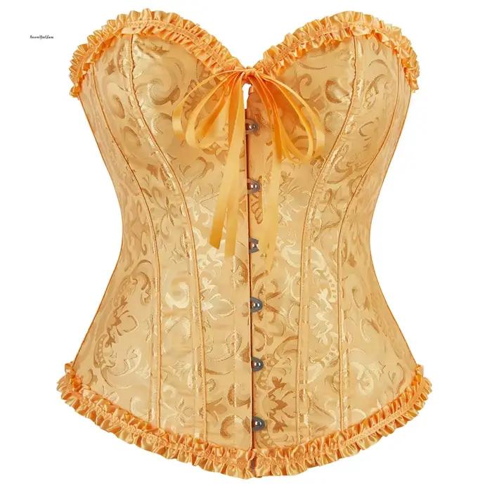Corset rose pour femmes, Sexy et élégant, gothique, Jacquard, 12 sous-vêtements brodés floraux