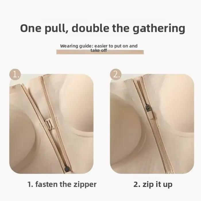 Soutien-gorge à fermeture éclair avant pour petite poitrine, rembourrage le plus épais de 12 cm - Rehausse et améliore, anti-affaissement, invisible et sans couture pour hauts ajustés